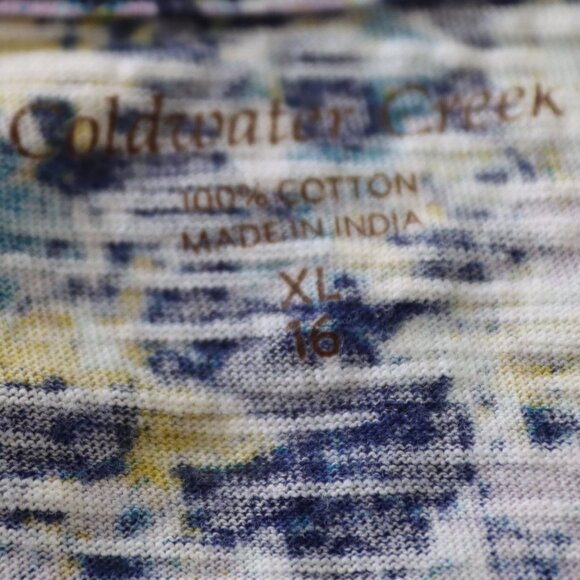 Coldwater Creek 3/4 Sleeve Scoop Neck Loose Fit Cotton Shirt Size XL - Picture 2 of 12